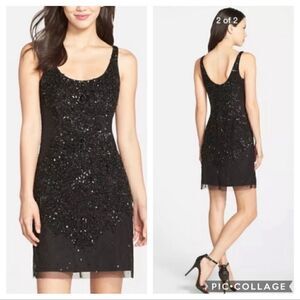 Adrianna Papell Beaded Sleeveless Cocktail Dress in Navy